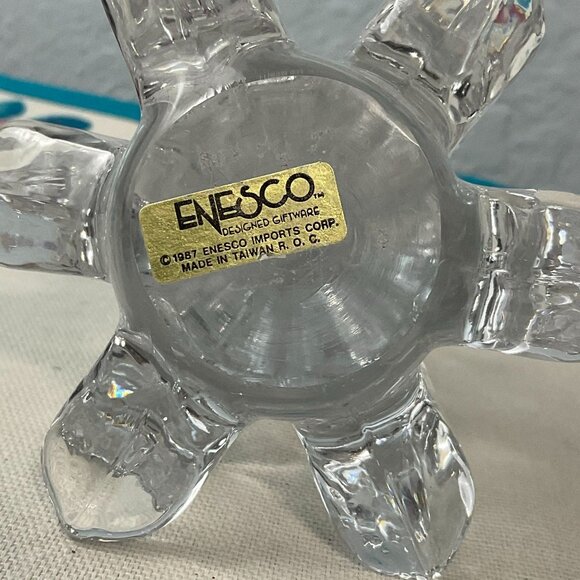 Vintage Enesco Clear Glass Christmas Tree Collectible Figurine 1987 Paperweight - Picture 2 of 5